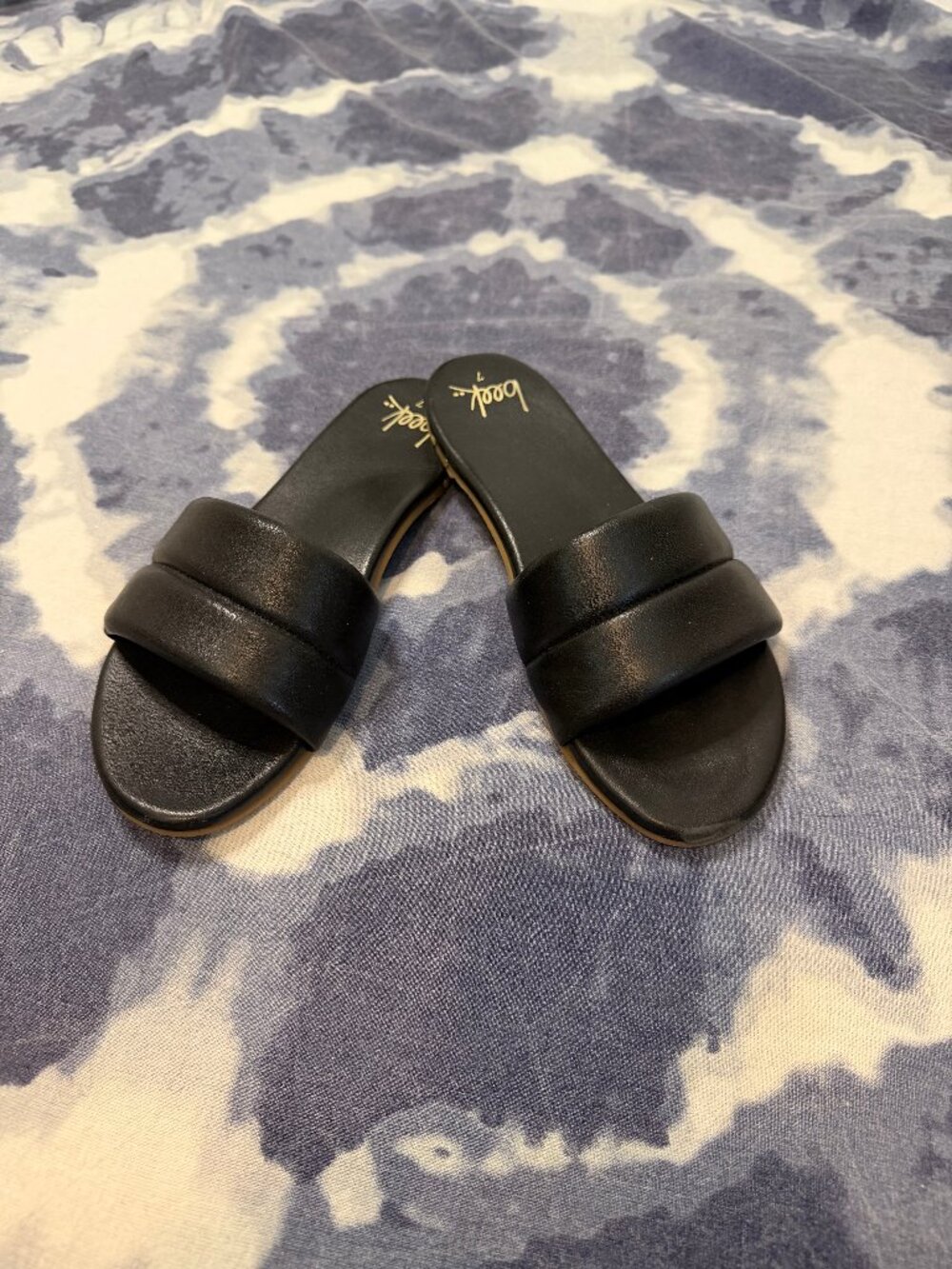 Beek Sugarbird Leather Slide Sandals Size 7 - Black